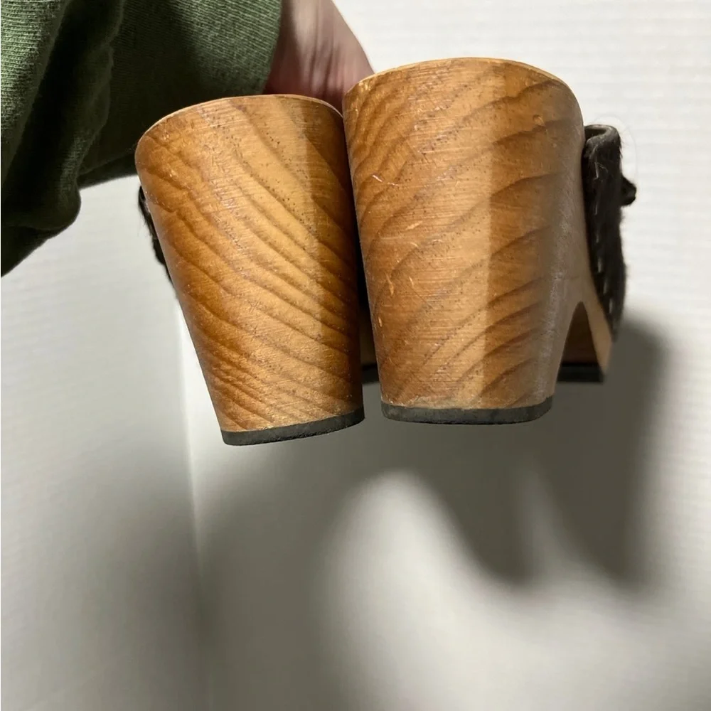 lisa b classic high heel clog in espresso cow hair women’s size 10 - Picture 6 of 12